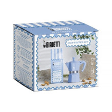 Bialetti Moka Express 3tz kavos virimo aparato rinkinys + migdolų kava 250 g, mėlyna