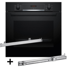 BOSCH HBA514BB3 oven + BOSCH HEZ538000 single-level telescopic runners
