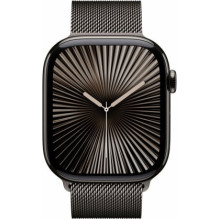 „Apple Watch Series 10 Cellular“ 46 mm titano pilkumo / Milano spalvos dirželis – M / L dydžio