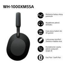SONY WH-1000XM5SA JUODOSIOS BELAIDĖS AUSINĖS