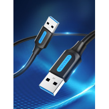 „Vention“ USB 3.0 A tipo kištukas-A tipo kištukas, 0,5 m, juodas, PVC tipo