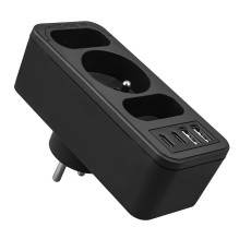 Srovės lizdai x3 + 4xUSB Maclean, skirstytuvas su 3 lizdais, 2xUSB A, 2xUSB C PD 20W, 1x16A + 2x6A, MCE248 F / B