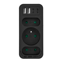Current socket x3 + 4xUSB Maclean, splitter with 3 sockets, 2xUSB A, 2xUSB C PD 20W, 1x16A + 2x6A, MCE248 F / B