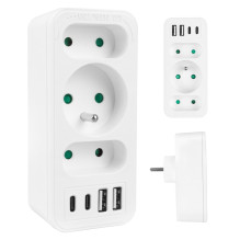 Current socket x3 + 4xUSB Maclean, splitter with 3 sockets, 2xUSB A, 2xUSB C PD 20W, 1x16A + 2x6A, MCE248 F / W