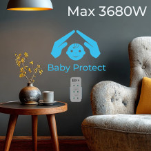 Current socket x3 + 4xUSB Maclean, splitter with 3 sockets, 2xUSB A, 2xUSB C PD 20W, 1x16A + 2x6A, MCE248 F / W