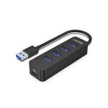 USB Hub - UNITEK H1117A 4-Port USB 3.1 Aktyvus 10W Juodas