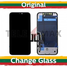 Ekranas skirtas iPhone 11 juodas (LG versija + metalinė skarda) (Atnaujintas: Telemax)