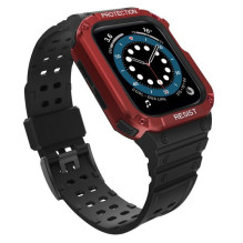 Strap Band for Apple Watch 42mm / 44mm / 45mm (black + red)