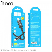 USB Cable Hoco 'X91' black 'Type-C / Lightning' 300cm up to 20W (adapted for Apple iPhone)