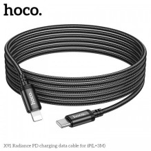 USB Kabelis Hoco 'X91' juodas 'Type-C / Lightning' 300cm iki 20W (pritaikytas Apple iPhone)