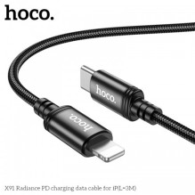 USB Kabelis Hoco 'X91' juodas 'Type-C / Lightning' 300cm iki 20W (pritaikytas Apple iPhone)