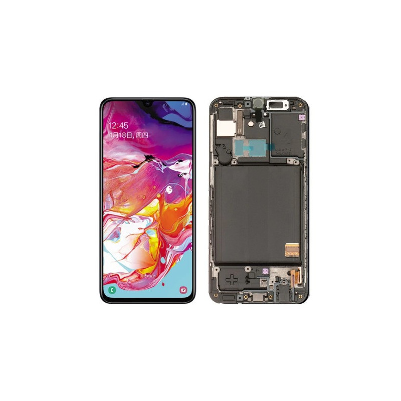 Ekranas skirtas Samsung A405 A40 juodas su rėmeliu HQ