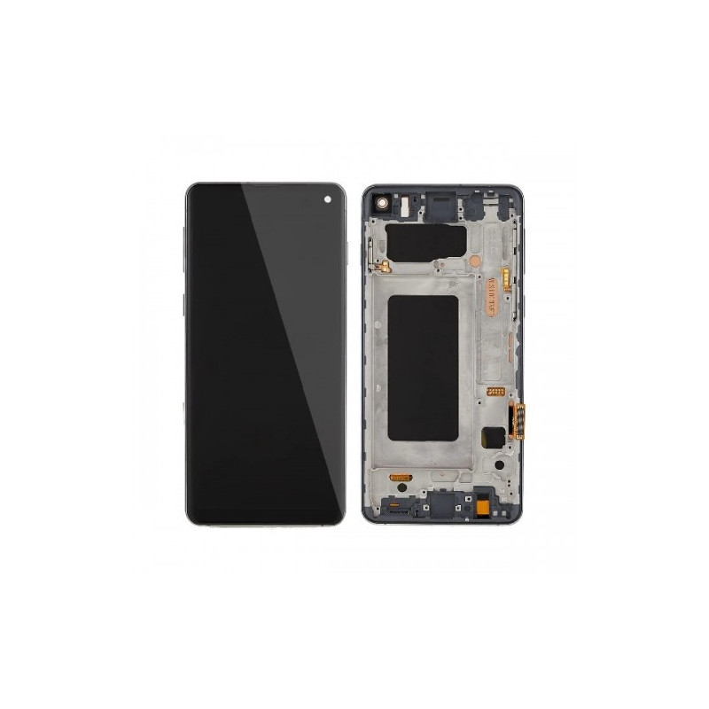 Ekranas skirtas Samsung G973 S10 su rėmeliu / Prism Black / HQ