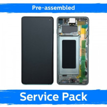 Ekranas skirtas Samsung G973 S10 su rėmeliu / Prism Green / (Pre-assembled Service Pack)