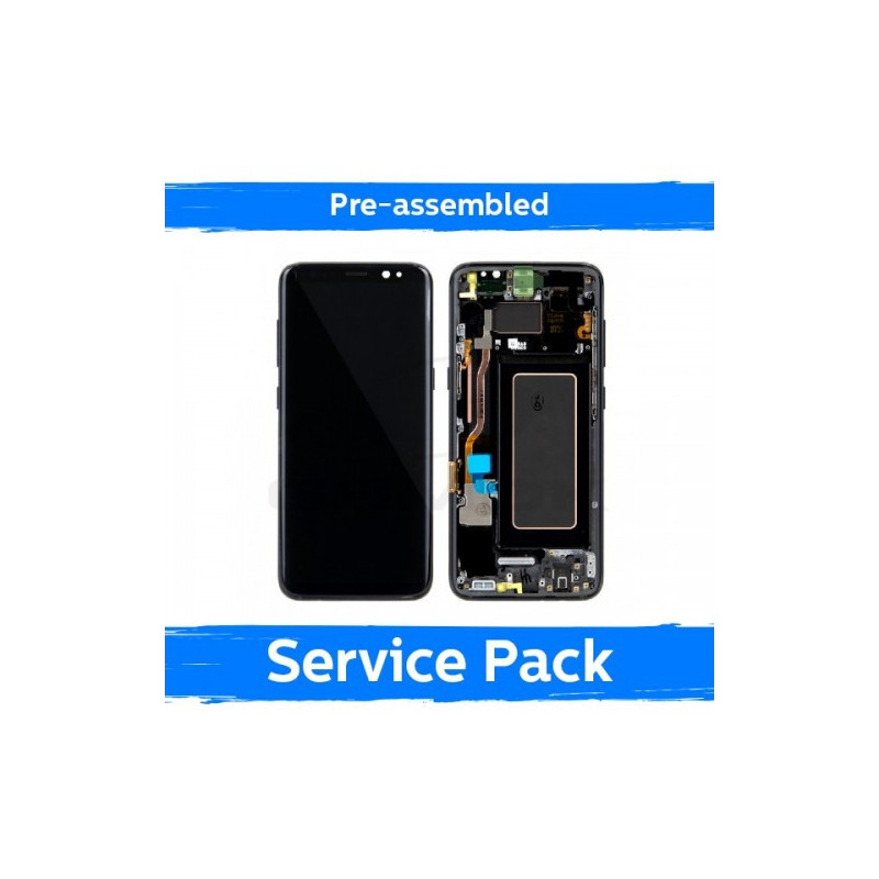 Ekranas skirtas Samsung G950 S8 su rėmeliu / Midnight Black / (Pre-assembled Service Pack)
