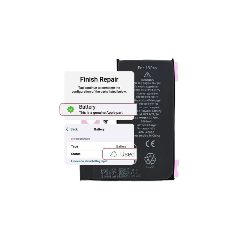 Akumuliatorius skirtas iPhone 13 Pro / Self-Diagnosable / 3095mAh
