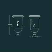 Car charger Baseus 'Grain Pro' black 4.8A (2xUSB)