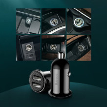 Automobilinis įkroviklis Baseus 'Grain Pro' juodas 4.8A (2xUSB)