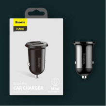 Car charger Baseus 'Grain Pro' black 4.8A (2xUSB)