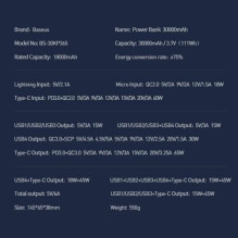 Išorinė baterija Baseus 'Amblight' juodas 30000mAh 65W (PD / QC3.0) Išorinė baterija Baseus 'Amblight' juodas 30000mAh 65W (PD / QC3.0)