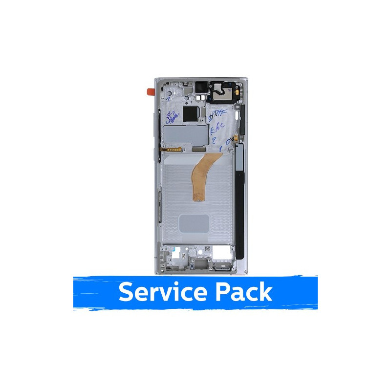 Screen frame / inner housing for Samsung S908 S22 Ultra / Phantom White / (Service Pack)