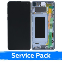 Screen for Samsung G973 S10 with frame / Prism Blue / (Service Pack)