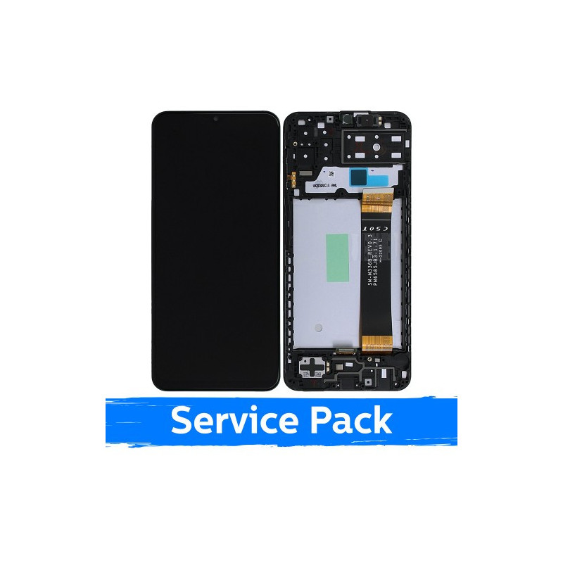 Ekranas skirtas Samsung A135 A13 4G juodas su rėmeliu (Service Pack)