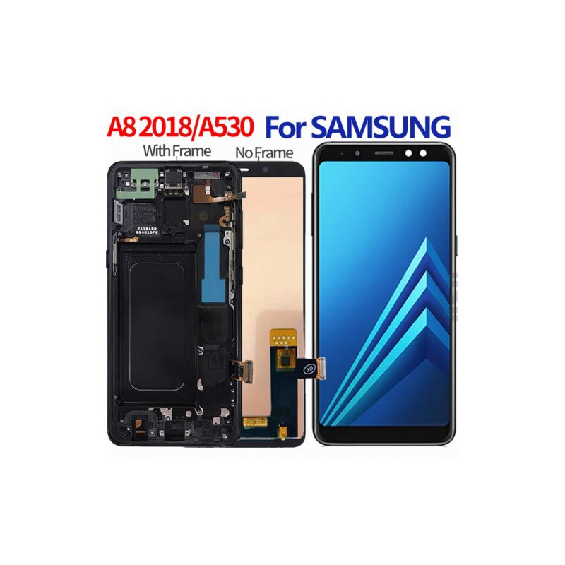Ekranas skirtas Samsung A530 A8 2018 juodas HQ