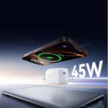 Įkroviklis Joyroom 'TCL05' baltas GaN Ultra 45W (2xUSB-C) + 'Type-C' 120cm 60W kabelis