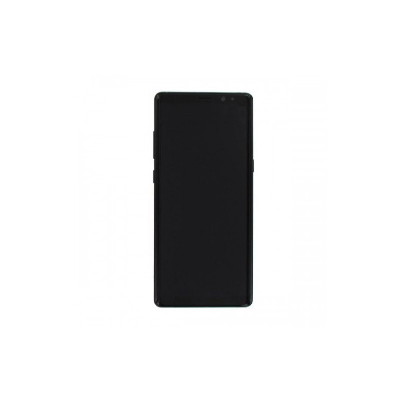 Screen for Samsung N950 Note 8 with frame / Midnight Black / (Updated: Telemax) (Burnt icons on white background)