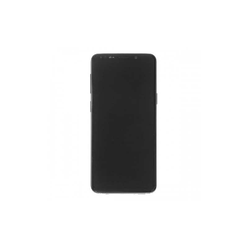 Screen for Samsung G960 S9 with frame / Midnight Black / (Updated: Telemax) (Burnt icons on white background)