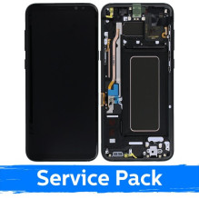 Screen for Samsung G955 S8 Plus with frame / Midnight Black / (Service Pack)