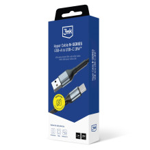 3mk Hyper Cable N-SERIES USB-A / USB-C 1m 9V / 2A 18W / juodas