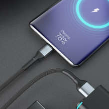 3mk Hyper Cable N-SERIES USB-A / USB-C 1m 9V / 2A 18W / juodas