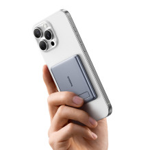 „Baseus PicoGo AM31 Qi2 5000mAh 20W“ itin plonas, „MagSafe“ suderinamas išorinis akumuliatorius su stovu ir „Baseus Simp