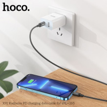 USB Cable Hoco 'X91' black 'Type-C / Lightning' 300cm up to 20W (adapted for Apple iPhone)