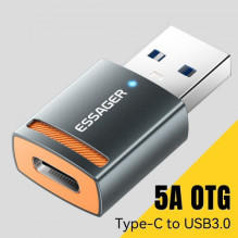 Adapteris Essager 'HuntU' juodas (In: Type-C / Out: USB )