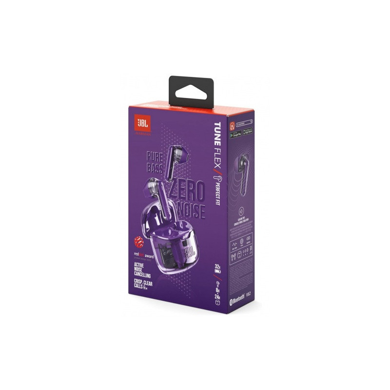 JBL Tune Flex Ghost Edition Noise Cancelling Earbuds, Purple