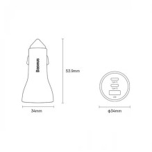 Car charger Baseus 'Golden Contactor Pro' gray 65W (2xPD / 1xQC3.0)