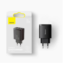 Charger Baseus 'Compact' black 30W (1xPD / 2xQC3.0)