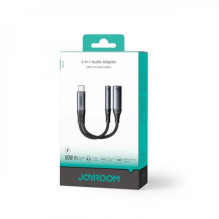 Adapteris Joyroom ' SY-C02 2in1' juodas 14cm (Input: 'Type-C' / Output: AUX / 'Type-C')