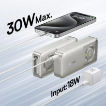 Išorinė baterija Baseus "Free2Pull" pilkas 10000mAh 30W (PD) + integruotas "Type-C" laidas