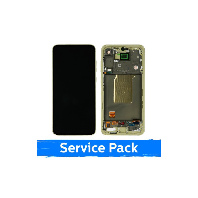 Ekranas skirtas Samsung A556 A55 5G su rėmeliu / Lemon / (Service Pack) +INCLUDING BATTERY