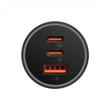 Automobilinis įkroviklis Baseus 'Golden Contactor Pro' pilkas 65W (2xPD / 1xQC3.0)