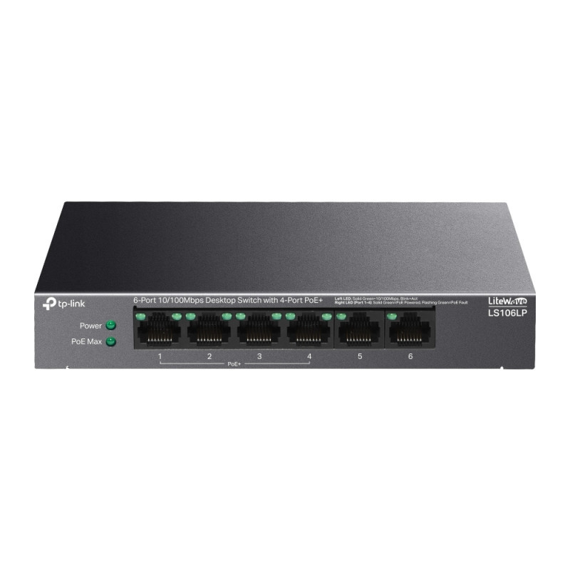 TP-LINK 6-Port 10/ 100Mbps Desktop Switch with 4-Port PoE+