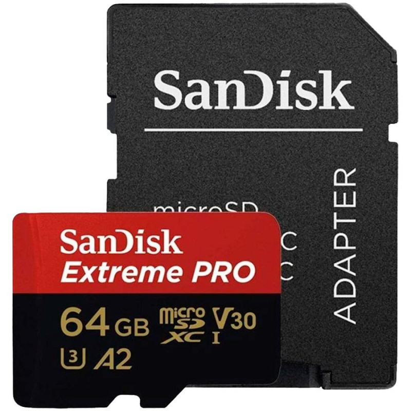 SanDisk Extreme PRO microSDXC 64GB + SD adapteris + 2 metų RescuePRO Deluxe iki 200 MB / s ir 90 MB / s Skaitymo / rašym