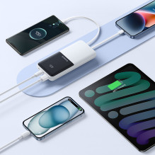 Powerbank Baseus Lipow 10000mAh 22,5W z dwoma wbudowanymi kablami (z kablem Baseus Simple USB-A - USB-C 3A 20cm) - biały