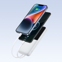 Powerbank Baseus Lipow 10000mAh 22,5W z dwoma wbudowanymi kablami (z kabelis Baseus Simple USB-A - USB-C 3A 20cm) - biał