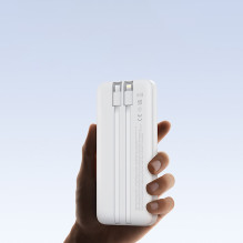 Powerbank Baseus Lipow 10000mAh 22,5W z dwoma wbudowanymi kablami (z kabelis Baseus Simple USB-A - USB-C 3A 20cm) - biał