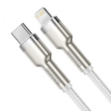 USB Cable Baseus "Cafule Metal" white "Type-C / Lightning" 100cm (up to 20W)